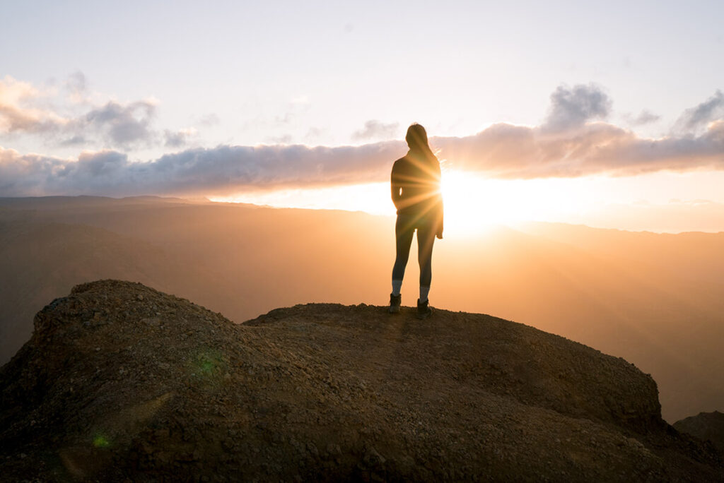 mountain peak with the sun rising